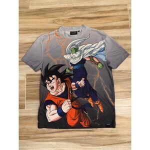 Dragon Ball Z Goku Piccolo Graphic T-Shirt Grey Black XS Anime All Over Print